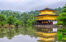 Golden pavilion Buddhist temple Kinkakuji in Kyoto, Japan