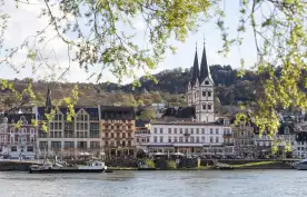 Boppard town and the Rhine river in Germany