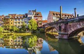 Old town on the Pegnitz River in Nuremberg, Germany