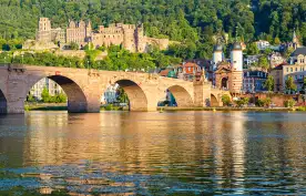 The Karl Theodor bridge over the Neckar river in Heidelberg, Germany