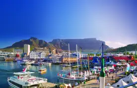 V&A Waterfront, a harbour with multiple docked boats, South Africa
