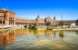 Plaza de España canal plaza in Seville, Spain.
