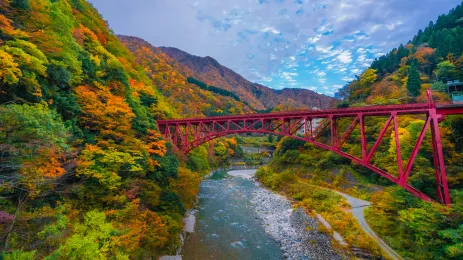 Autumn landscape in Kurobe Gorge, Japan