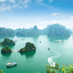 Aerial shot of Hạ Long Bay in Vietnam