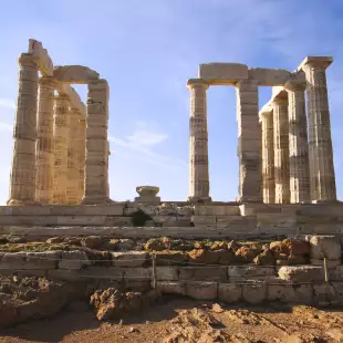 The Temple of Poseidon at Cape Sounion near Athens, Greece