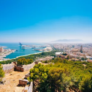 Cityscape Panoramic View Of Malaga, Spain