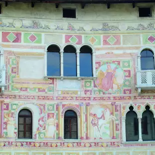 Detail of a Venetian-style building in Italy