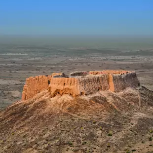 Abandoned ruins of Ayaz Kala fort in Kyzylkum desert, Uzbekistan