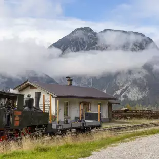 Achensee lake railroad, steam locomotive in Tiro, Austria