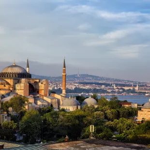 Panorama of Hagia Sophia in Istanbul, Turkey