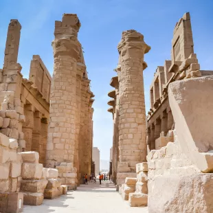 A shot through a passageway of Karnak Temple Complex in Luxor, Egypt