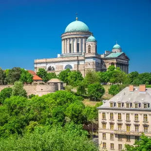 View of the famous Esztergom Basilica in Esztergom, Hungary