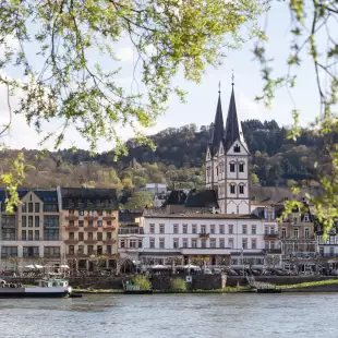 Boppard town and the Rhine river in Germany