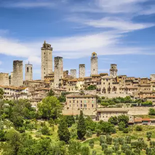 Beautiful view of the medieval town of San Gimignano in Tuscany, Italy