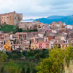 Town of Castelbuono on the Madonie mountains, Sicily, Italy