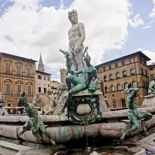 The Fountain of Neptune at Signoria square in Florence, Italy