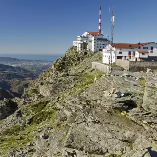 The Larrun Mountain peak overlooking the valley below in Atlantic Pyrenees