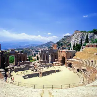 Ancient greek amphitheater, Teatro Antico di Taormina, Italy