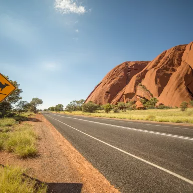Kangaroo warning sign in the outback, Australia