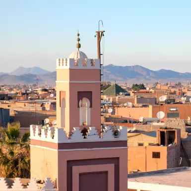 Moorish architecture buildings in Marrakech, Morocco