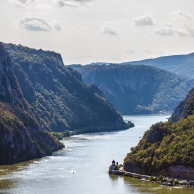 The Mraconia Monastery on the Danube river at the iron gates in Romania