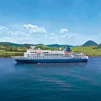 Exterior of the MS Seaventure at sea