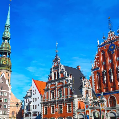 Blackheads house and Saint Peter's church in Riga