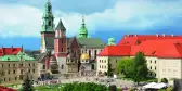 View of Wawel Cathedral and surrounding buildings in Krakow, Poland