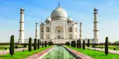 Front exterior view of the Taj Mahal in India