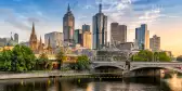 Looking across the Yarra river from Southbank to the city of Melbourne