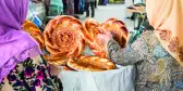 Traditional lavash flat-bread at local bazaar in Uzbekistan 