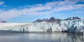 Panoramic view of Fjortende Julibreen and 14 Juli Bukta glacier in Svalbard, Norway