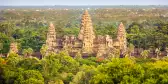 View over tropical forest and the Angkor Thom Temple in Siem Reap, Cambodia