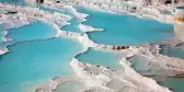 Travertine pools and terraces at Pamukkale hot springs, Turkey