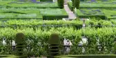 Gardens and Chateau de Villandry country house in Loire Valley, France