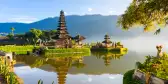 Ulun Danu Bratan Temple at sunrise in Bali, Indonesia