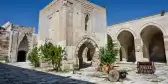 Inner yard of Sultanhani caravansary on Silk Road in Aksaray, Turkey