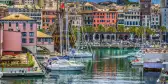 View of Genoa seaport with yachts in Genoa, Italy