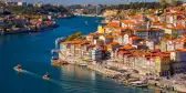 Panorama of old town and the Douro River in Porto, Portugal.