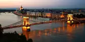 View of Chain Bridge, Hungarian Parliament and River Danube in Budapest, Hungary