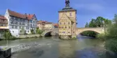 Bamberg City Hall on a bridge across the river Regnitz, Germany