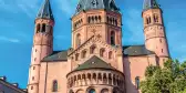 Front exterior view the St. Martin's Cathedral in Mainz, Germany