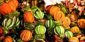 Traditional Hungarian Christmas Garland made of dried oranges in Budapest