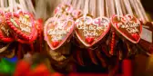 Gingerbread Hearts at German Christmas Market in Nuremberg, Germany