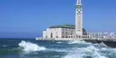 The Hassan II Mosque surrounded by the sea in Casablanca, Morocco