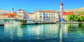 Waterfront view at Trogir town in Croatia