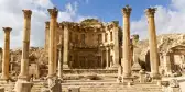 The ruins of the nymphaeum in the Roman ancient city of Jerash, Jordan