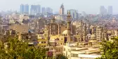 Aerial view of Islamic capital cityscape in Cairo, Egypt