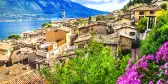 Scenery of Limone resort and Lake Garda in Italy