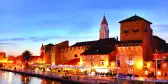 Old town of Trogir at night in Dalmatia, Croatia